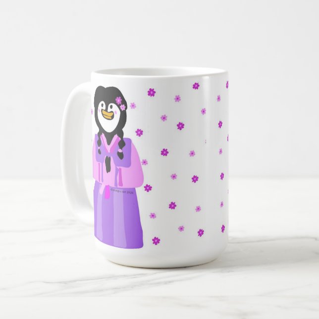 Caneca De Café Pinguim Feliz do Seollal (Frente Esquerda)