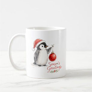 Caneca De Café Pinguim Fofo de Natal com Enfeite