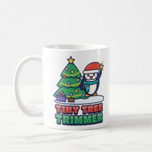Caneca De Café Pinguim Fofo Decorando uma Árvore de Natal