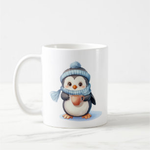Caneca De Café Pinguim giro com roupa de inverno e taça