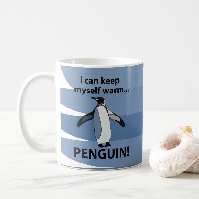 Caneca De Café Pinguim Imperador Animal Engraçado (Com Donut)