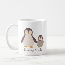 Caneca De Café Pinguim-Mãe e Bebê - Nomes Personalizados Bons