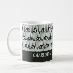 Caneca De Café Pinguim - Padrão Preto e Branco Cute Personalizad