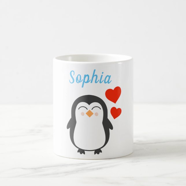 Caneca De Café Pinguim Personalizado Bonito (Centro)