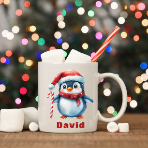 Caneca De Café Pinguim Personalizado com Nome Personalizado Candy