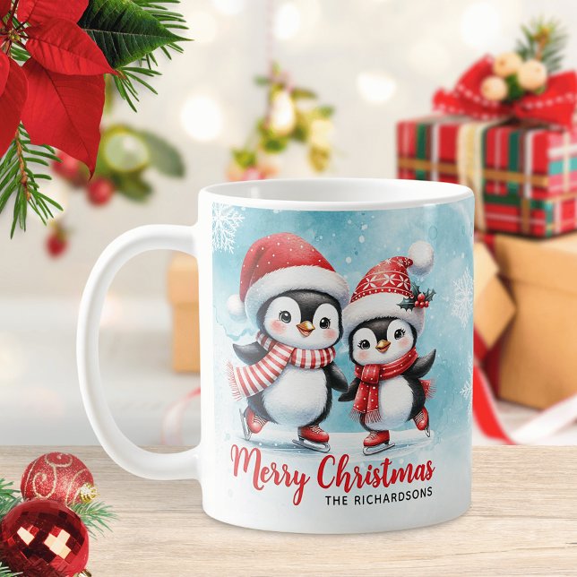 Caneca De Café Pinguim-Pinguim-Pinguim-Pecado-Pecado Vermelho e A (Criador carregado)