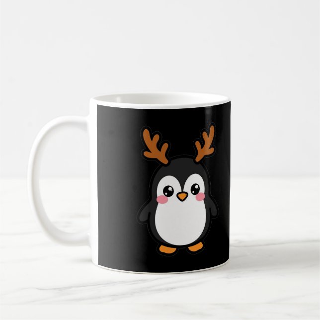 Caneca De Café Pinguim Rena de Natal (Esquerda)