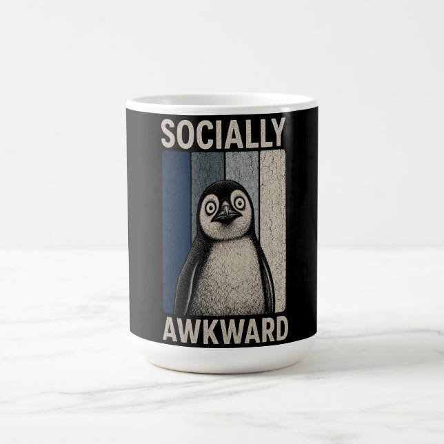 Caneca De Café Pinguim Socialmente Desajeitado Humor Retro Engraç (Centro)
