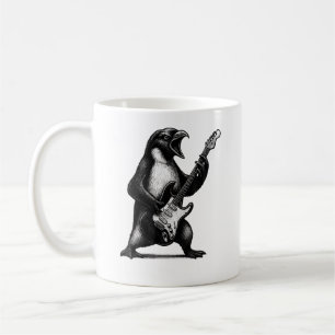 Caneca De Café Pinguim Tocando Violão Elétrico Amante de Música R