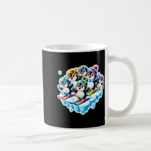 Caneca De Café Pinguins animados esquiando juntos em aventura na
