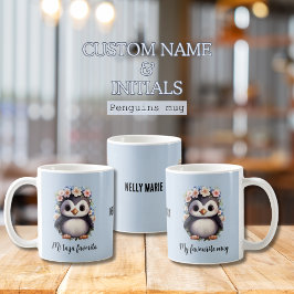 Caneca De Café Pinguins Bilíngue Mi Taza Favorita Azul Espanhol