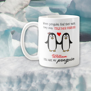 Caneca De Café Pinguins bonitos juntos para sempre, dia do Namora