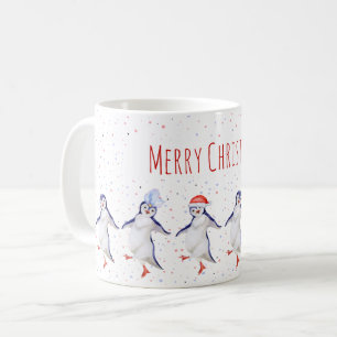 Caneca De Café Pinguins Dançantes de Corte de Natal