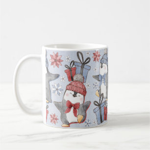 Caneca De Café Pinguins de dança festiva de inverno