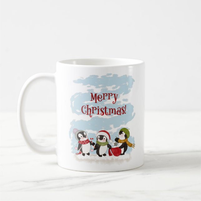 Caneca De Café Pinguins de Natal (Esquerda)