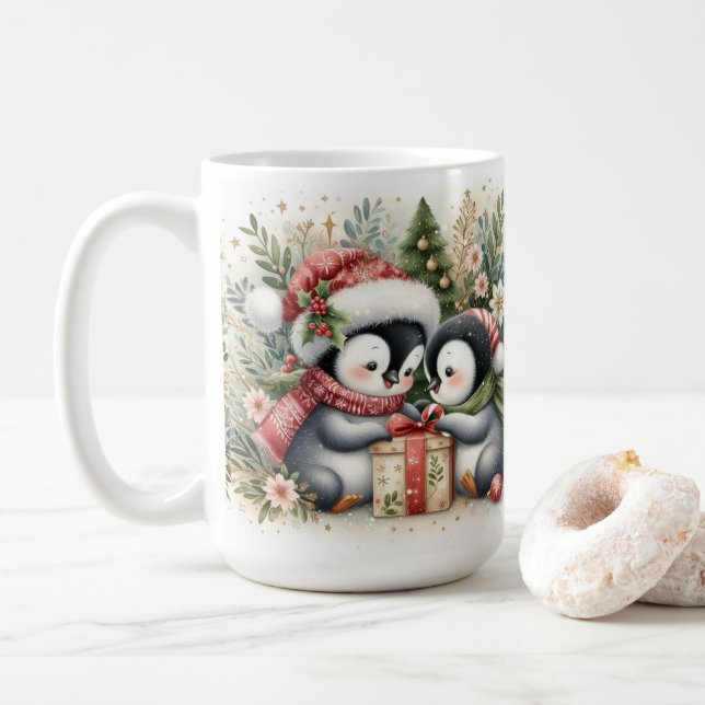 Caneca De Café Pinguins de Natal 5 (Com Donut)