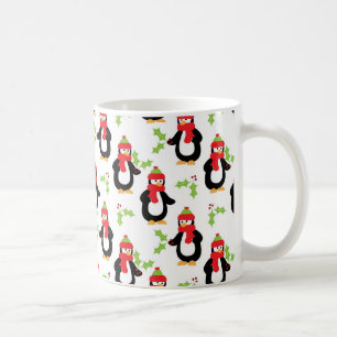 Caneca De Café Pinguins de Natal e Holly Mug