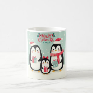 Caneca De Café Pinguins de neve de Natal feliz