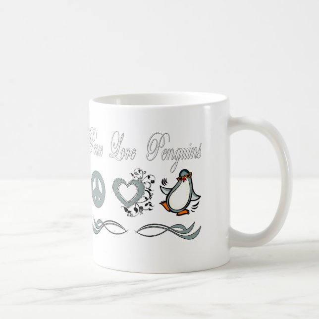 Caneca De Café Pinguins do amor da paz (Direita)