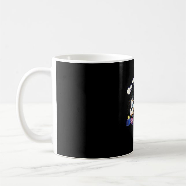 Caneca De Café Pinguins fogueira retrô  (Esquerda)