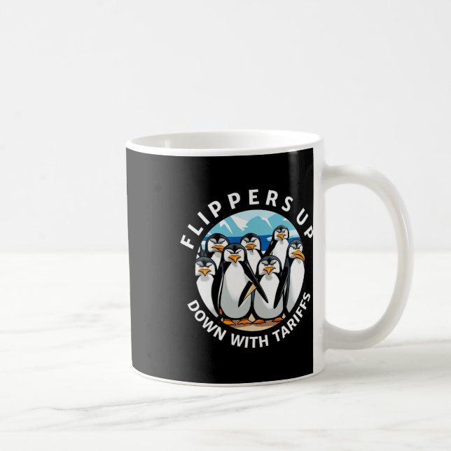 Caneca De Café Pinguins Nadadeiras ao Ar em Protesto Contra Tarif (Direita)