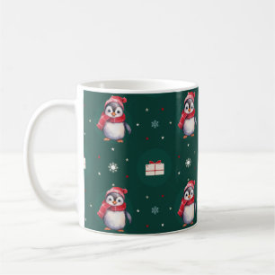 Caneca De Café Pinguins Papais noeis Green Feliz Padrão de Natal 