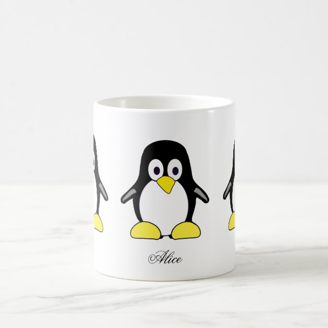 Caneca De Café Pinguins personalizados bonitos (Centro)