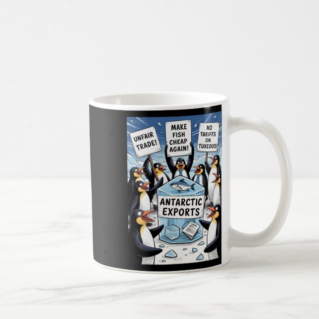 Caneca De Café Pinguins protestam contra direitos aduaneiros (Direita)