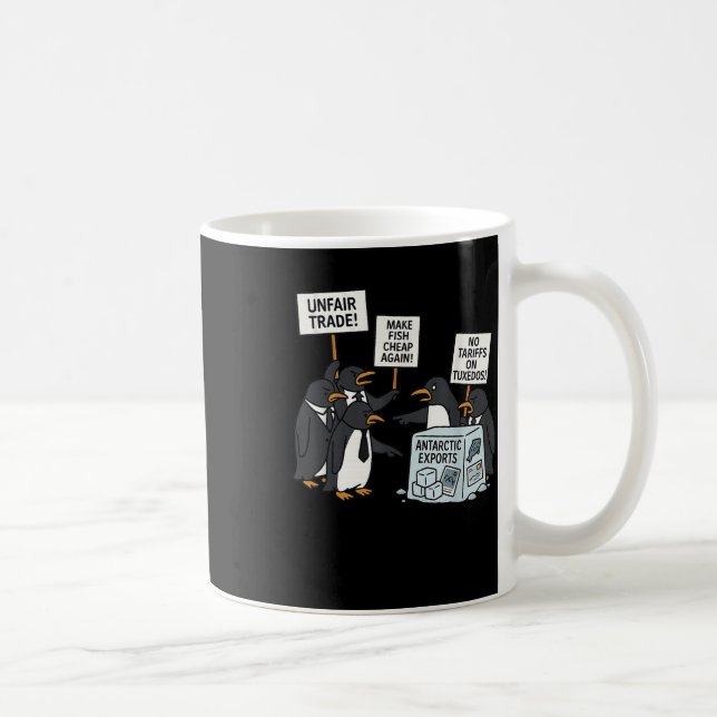 Caneca De Café Pinguins protestam contra Tarifas Engraçado Tar Pi (Direita)