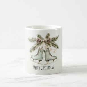 Caneca De Café Pinhas de Natal Patins de Gelo