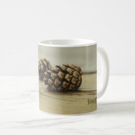 Caneca De Café Pinhas de Pinheiro de Outono Rústico Foto da Natur