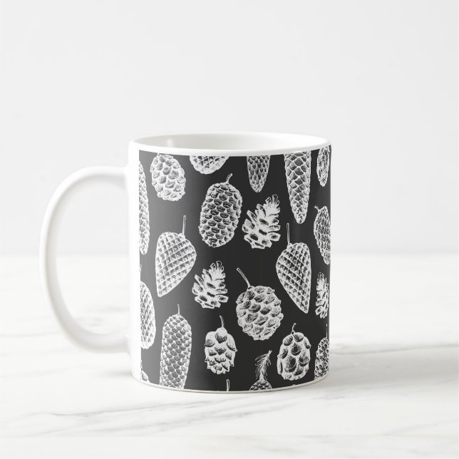 Caneca De Café Pinhas em cones desenharam um padrão perfeito. Bot (Esquerda)