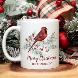 Caneca De Café Pinheira-d'água do Cardeal Vermelho Natal
