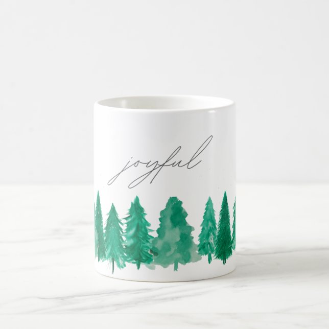 Caneca De Café Pinheiros com Aquarela Elegante Feliz Natal (Centro)
