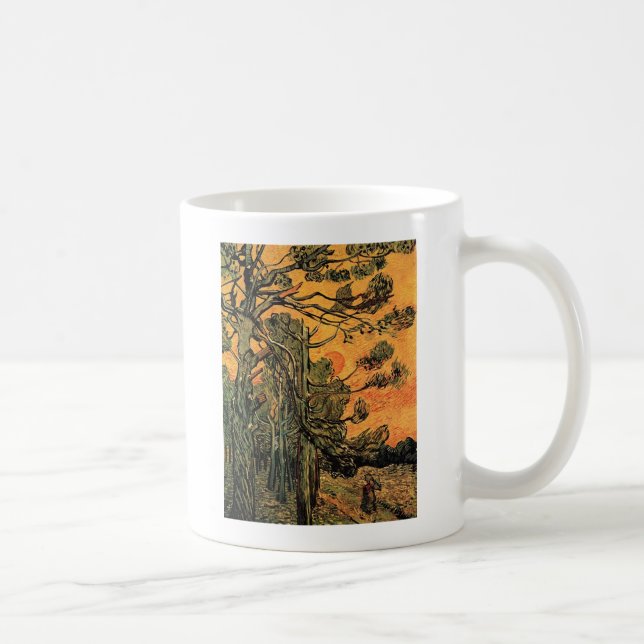 Caneca De Café Pinheiros contra um Céu Vermelho com a Configuraçã (Direita)
