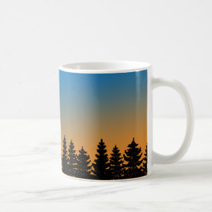 Caneca De Café Pinheiros e Céu Sol Pine Forest