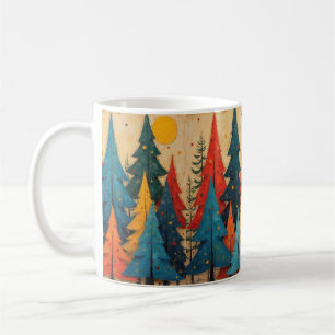 Caneca De Café Pinheiros multicoloridos