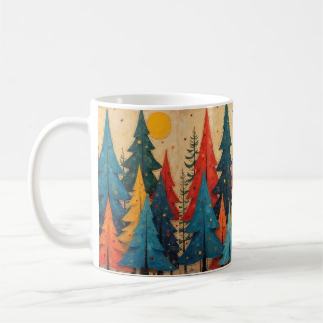 Caneca De Café Pinheiros multicoloridos (Esquerda)