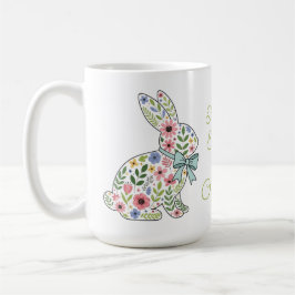 Caneca De Café Pink and Blue Wildflower Easter Rabbits