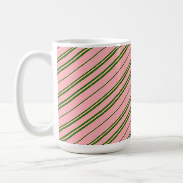 Caneca De Café Pink and Green Candy Cane Stripes  (Esquerda)