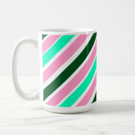 Caneca De Café Pink and Green Christmas Candy Stripes 
