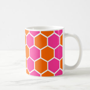 Caneca De Café "Pink and Orange Honeycomb"