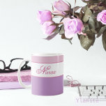 Caneca De Café Pink and purple nurse<br><div class="desc">A good nurse works hard,  and often comes home to care for the family too!! Show your appreciation - they will be so glad you did! This mug has “Nurse” on the front with pink and purple colors. Enter their name on the back for a pretty and practical gift!</div>