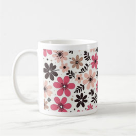 Caneca De Café Pink & Black Floral Mug