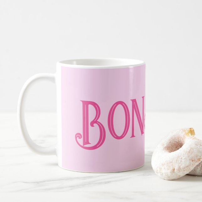 Caneca De Café Pink Bonjour Pastel Pink Coffee Mug (Com Donut)