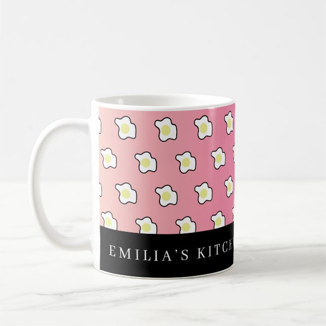 Caneca De Café Pink Breakfast Fried Eggs Name (Esquerda)