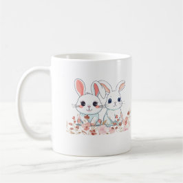 Caneca De Café Pink Bunnies White Mug into a Sweet Gift