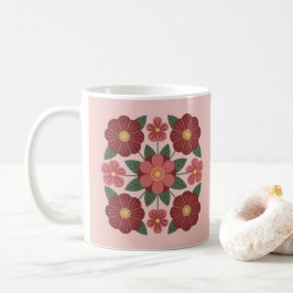 Caneca De Café Pink Burgundy Red Flowers Mug