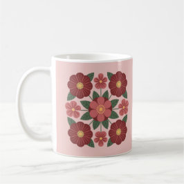 Caneca De Café Pink Burgundy Red Flowers Mug