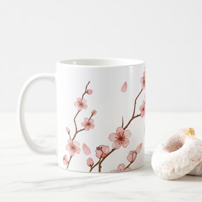 Caneca De Café Pink Chersom Flor Flor Coffee Mug (Com Donut)